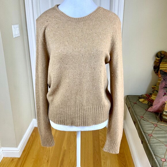 J. Crew Sweaters - X J Crew Sweater Tan Camel with Rhinestones Merino Wool Alpaca Blend (L)